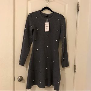 BNWT Zara Knit Embellished Skater Dress